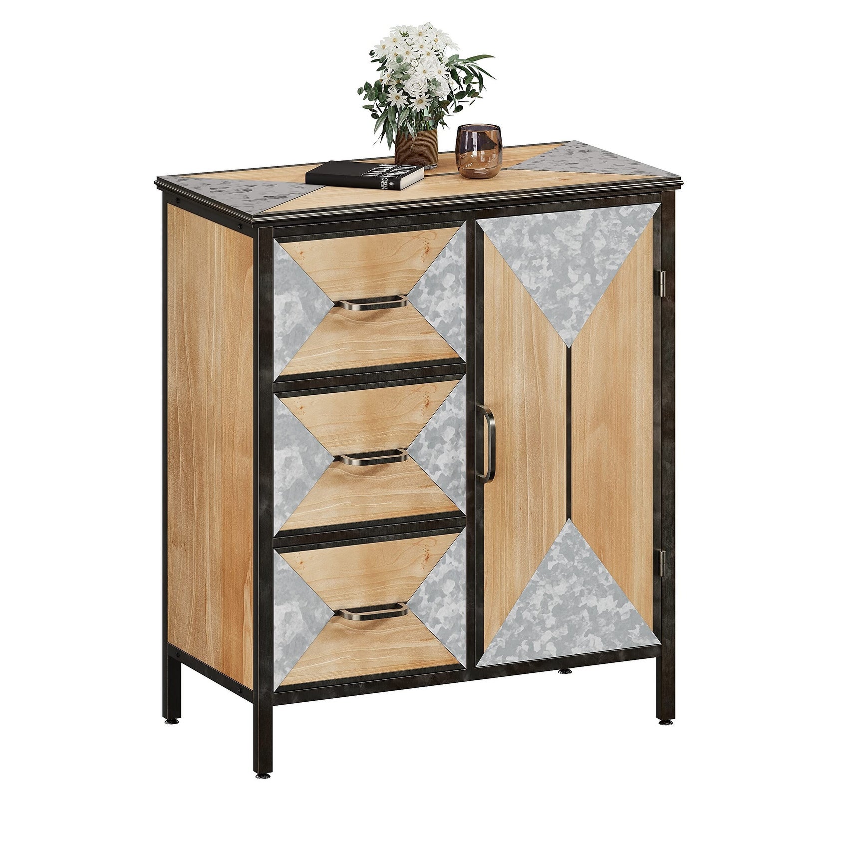 Wooden Storage Cabinet with Metal Legs