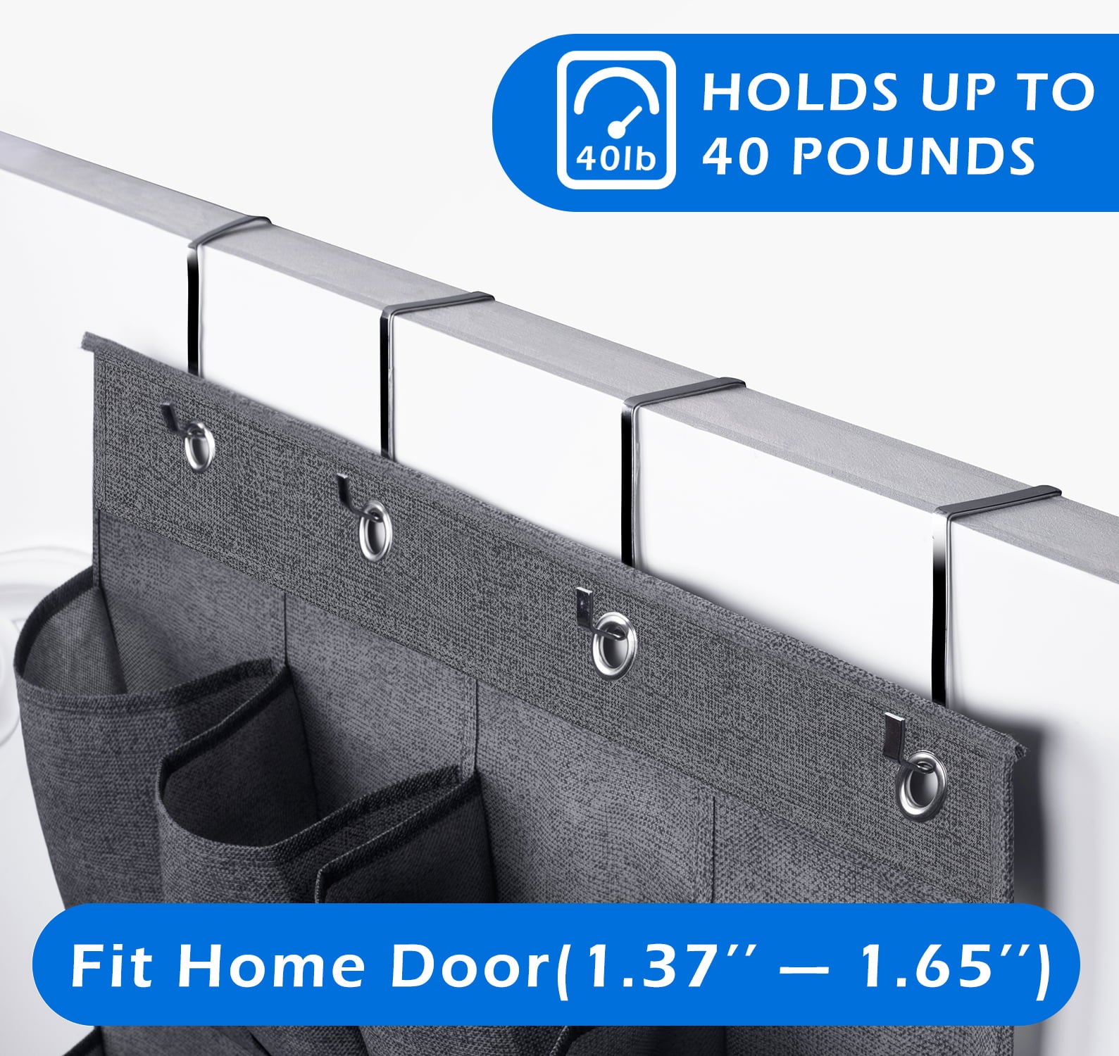 MISSLO 24 Fabric Pockets Shoe Organizer Over the Door Storage Large Hanging Shoe Rack for Closet Men Shoes Holder， Gray