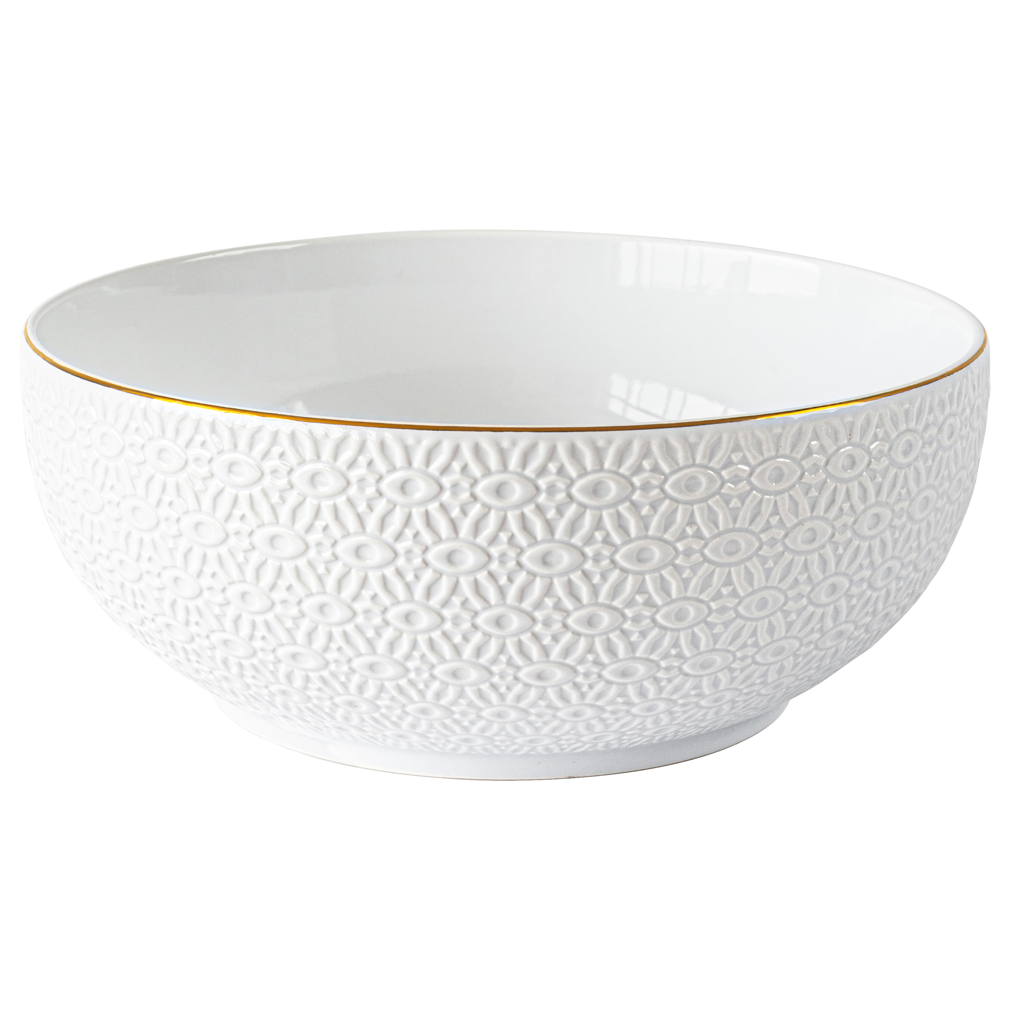 Sofia Home Embossed White Stoneware Serve Bowl by Sofia Vergara