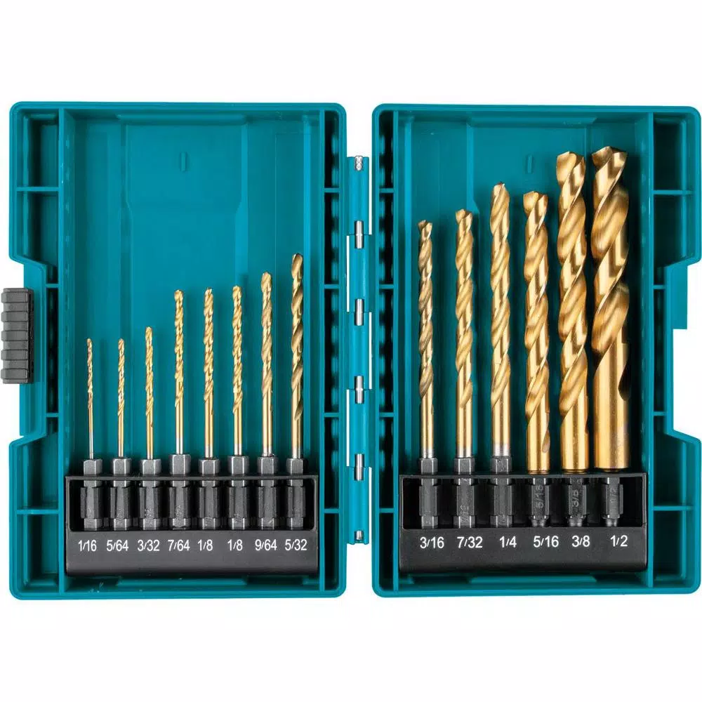 Makita Impact 1/4 in. Hex Shank Gold Titanium Drill Bit Set (14-Piece) and#8211; XDC Depot