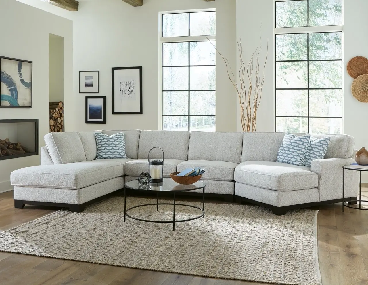 Pisces Off-White 3 Piece Chaise Sectional