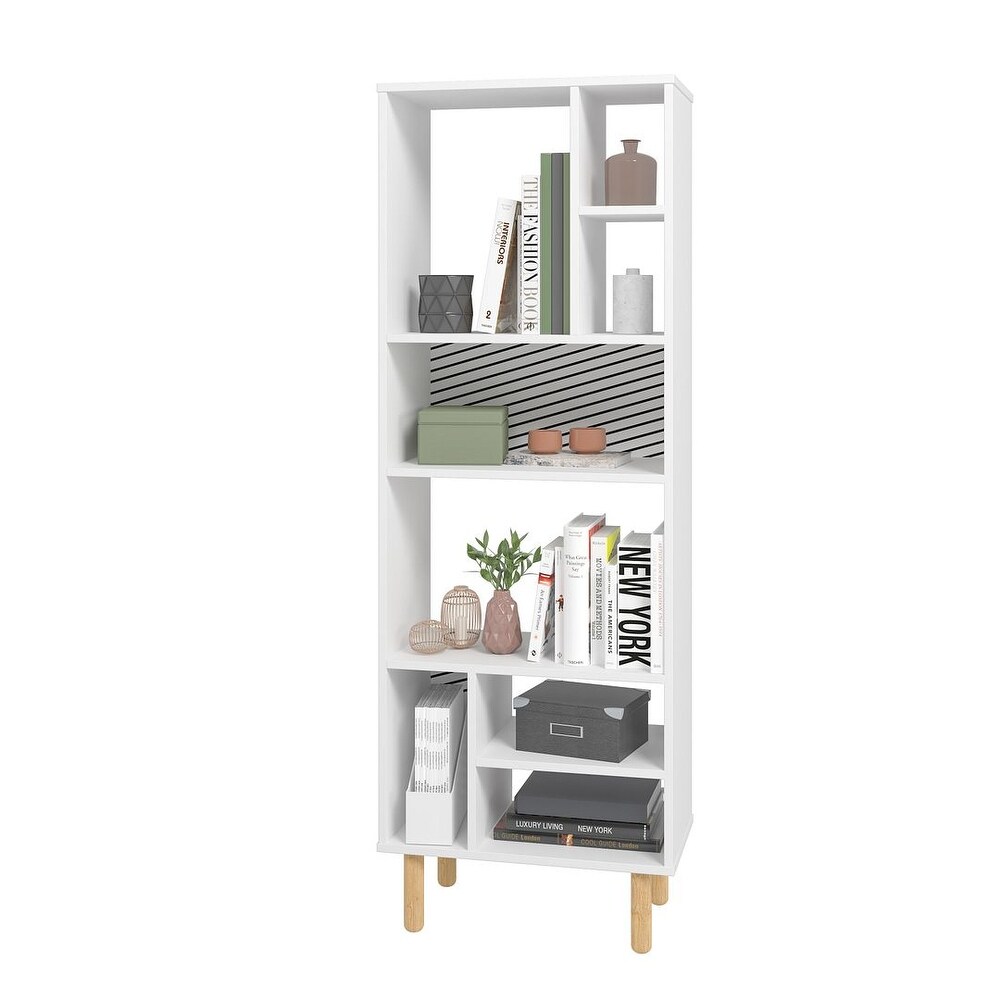 Essex 60.23 Décor Bookcase with 8 Shelves in White and Zebra