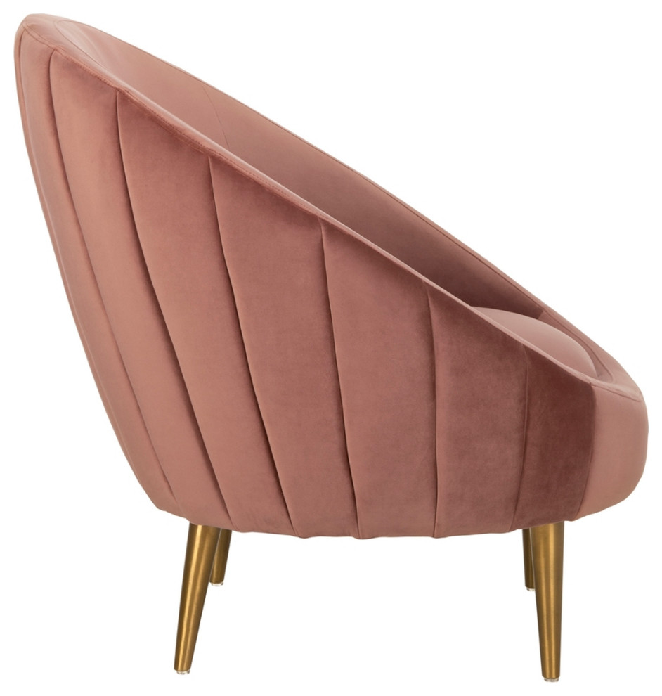 Kasia Channel Tufted Tub Chair Dusty Rose   Midcentury   Armchairs And Accent Chairs   by Peachtree Fine Furniture  Houzz