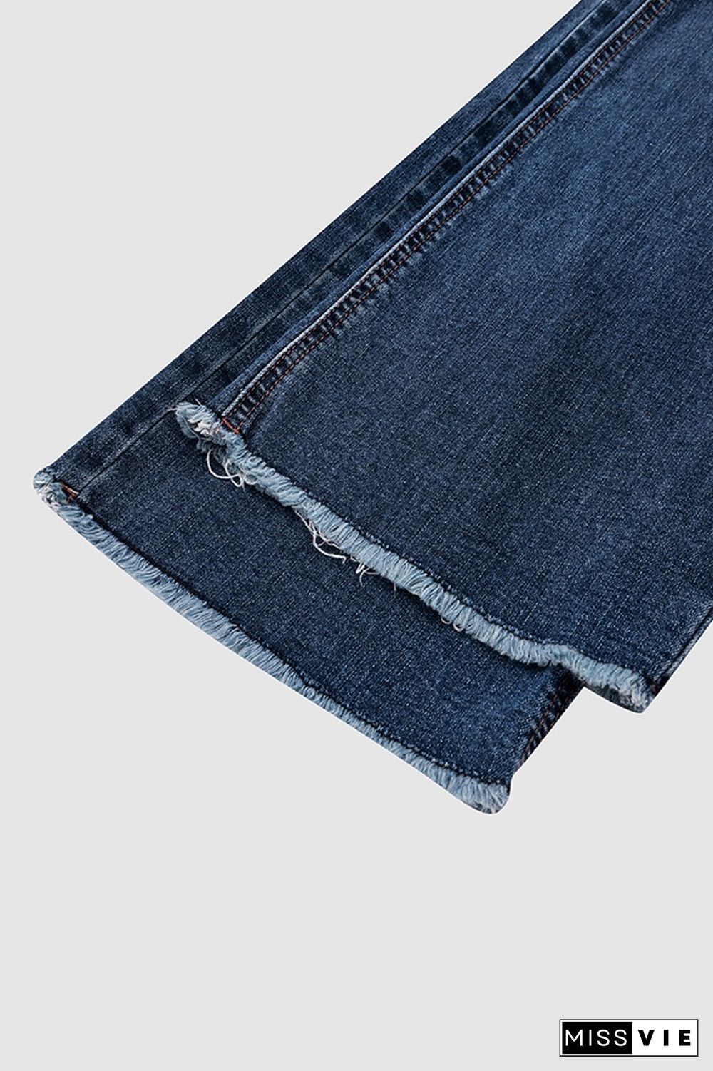 Button Fly Mid Waist Straight Leg Jeans