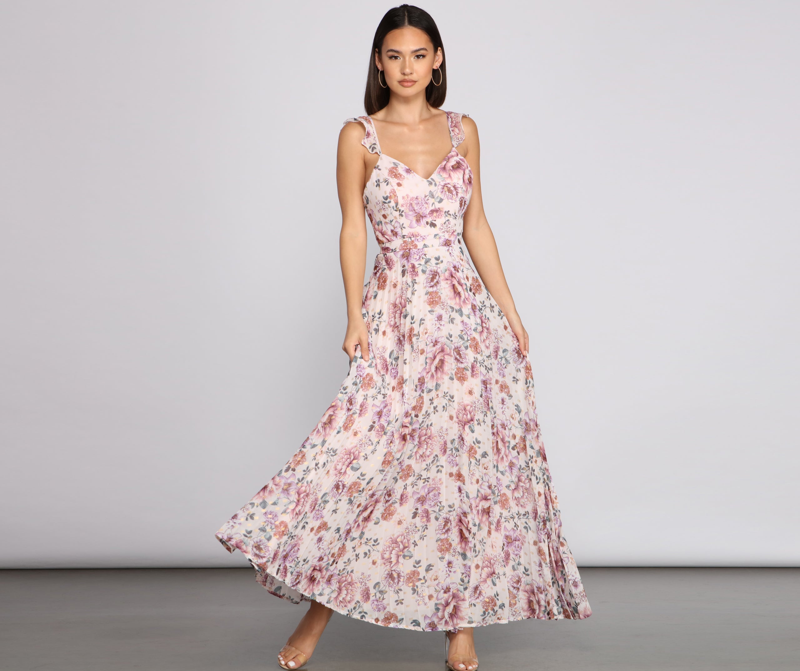 Ava Formal Floral Pleated Dress