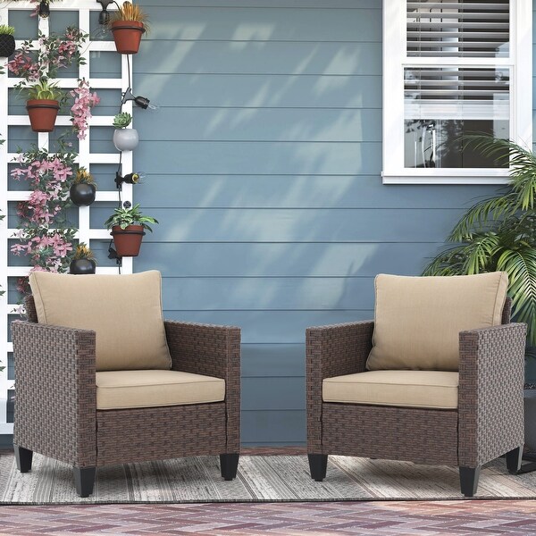 Patio 2 Pieces Wicker Single Chairs with Cushions