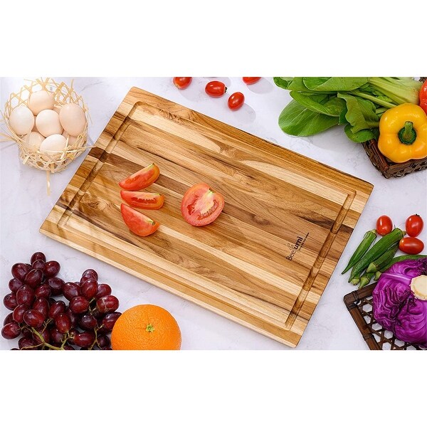 10 Pc Cutting Chopping Board Small Durable Teak Wood W/ Juice Groove