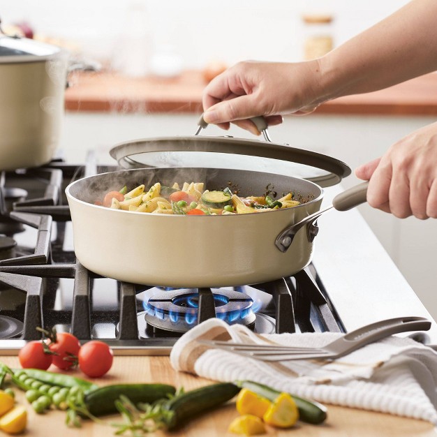 Rachael Ray Cook Create 3qt Aluminum Nonsticke Saute Pan With Lid Almond