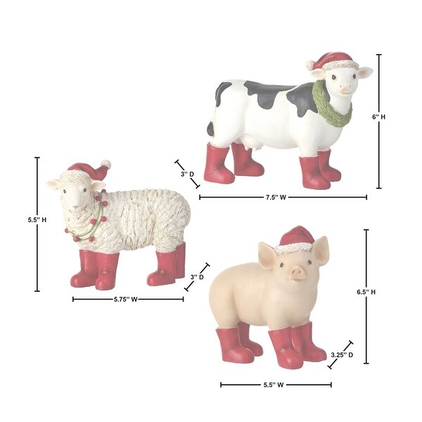 67 Resin Xmas Barnyard Animal Set of 3