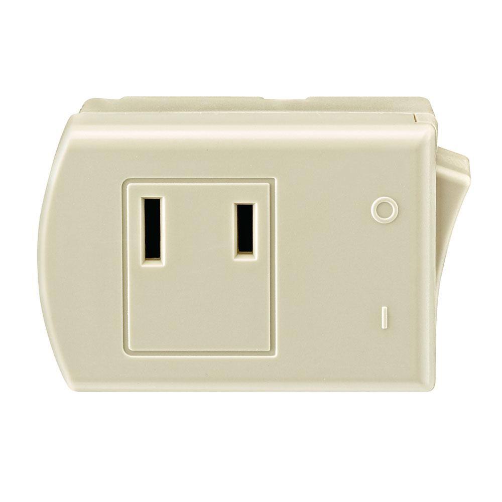 Leviton 13 Amp Plug-In Switch Tap with OnOff Switch Ivory 1469-I