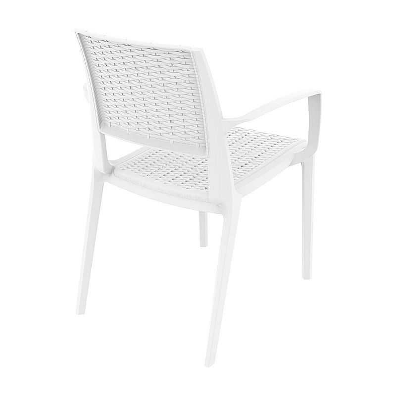 32 White Outdoor Patio Wickerlook Dining Arm Chair