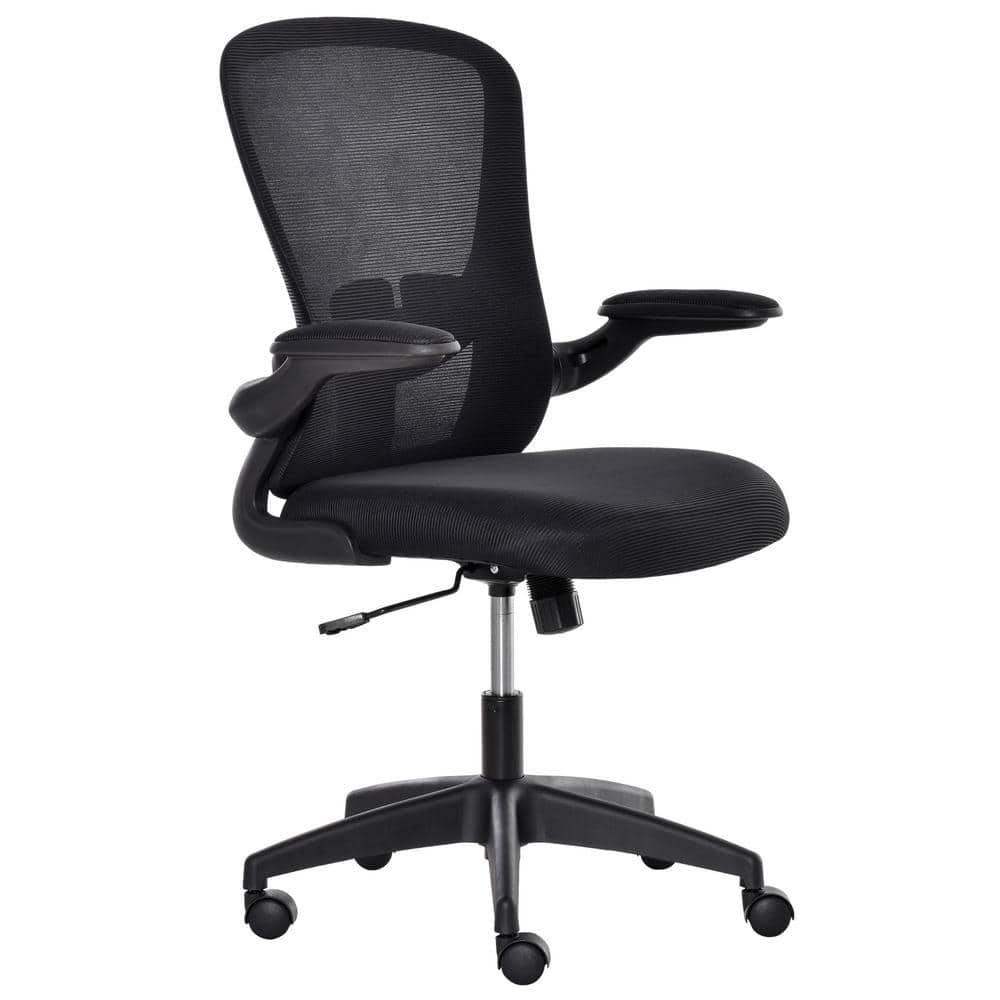 Vinsetto Black, Mesh Home Office Chair Mid Back Ergonomic Computer Task Chair with Lumbar Back Support, Adjustable Height 921-405V80