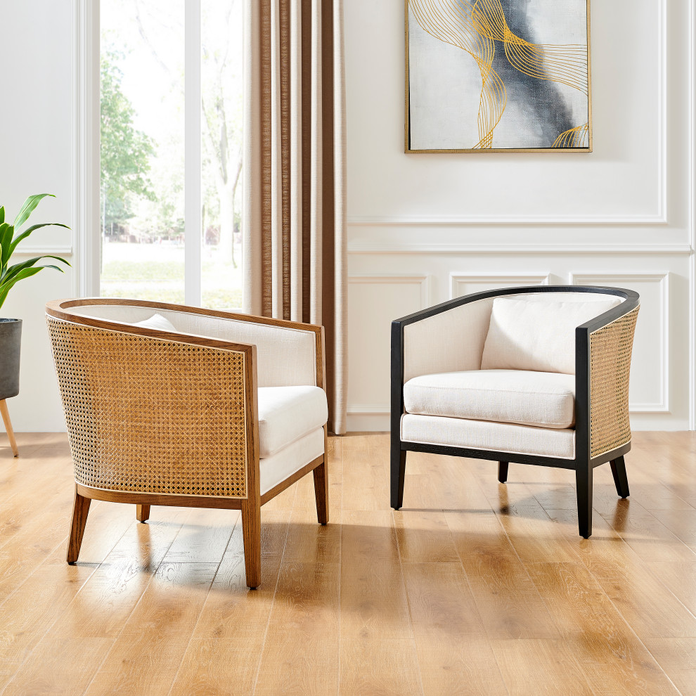 Tillman Accent Arm Chair w/ Rattan   Midcentury   Armchairs And Accent Chairs   by New Pacific Direct Inc.  Houzz