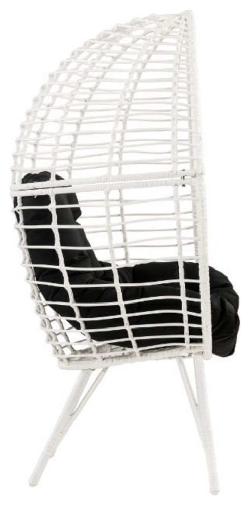 Patio Lounge Chair  Black Fabric  White Wicker   Tropical   Outdoor Lounge Chairs   by Virventures  Houzz