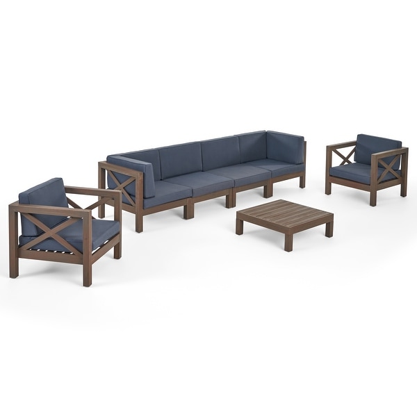 Brava Outdoor Acacia Wood 7piece Chat Set by Christopher Knight Home