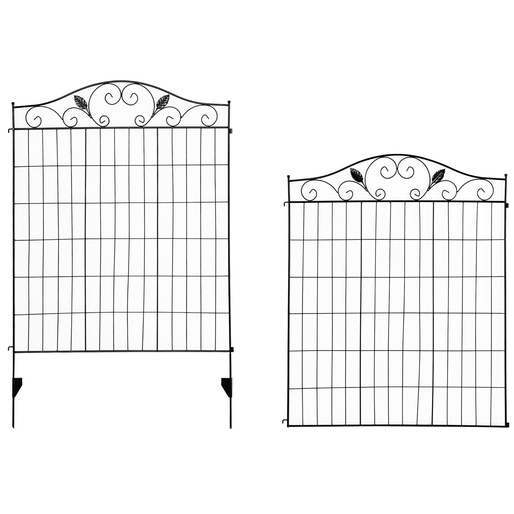 Outsunny Backyard Garden Decorative Fencing with 4 Panels and Steel Wire Frame