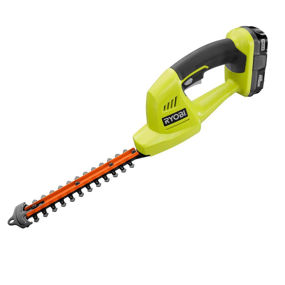 RYOBI ONE+ 18V Cordless Battery Grass Shear and Shrubber Trimmer with 1.3 Ah Battery and Charger P2910