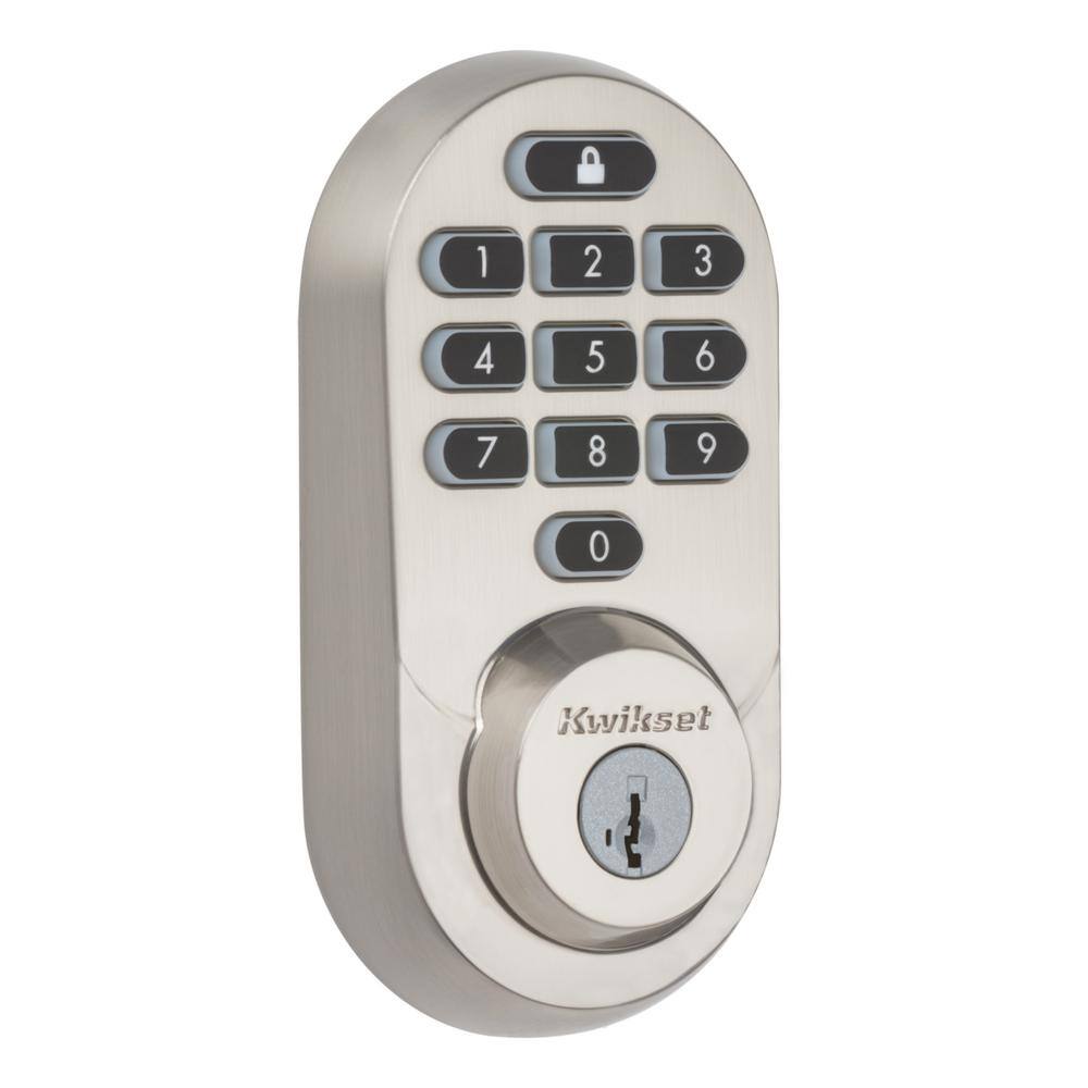 Kwikset Nickel Keypad Wi-Fi HALO Satin Electronic Single-Cylinder Smart Lock Deadbolt Featuring SmartKey Security 938WIFIKYPD15SM