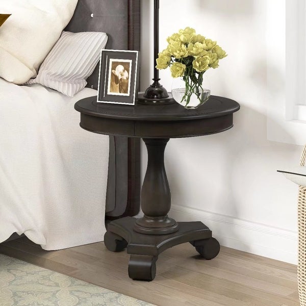 Mordent Fort Wood Round Accent Table for Living Room Antique