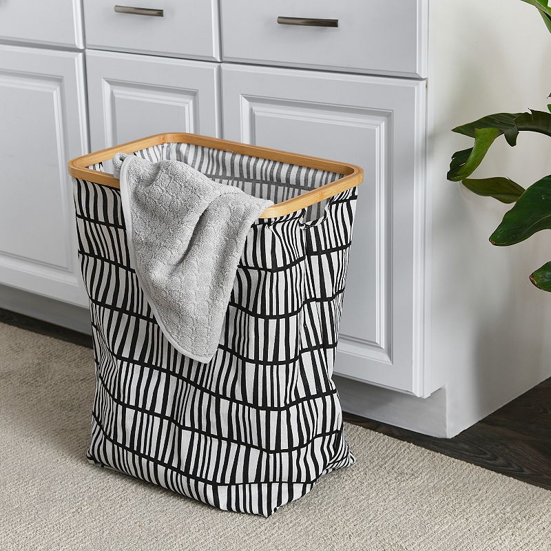 Household Essentials Bamboo Rimmed Rectangle Laundry Hamper