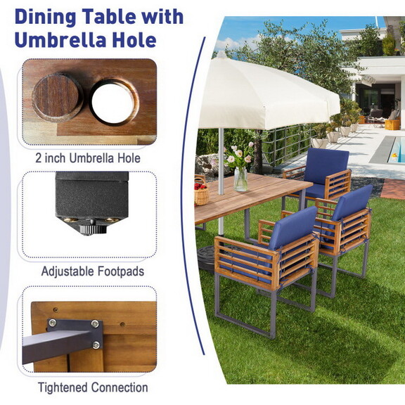 Costway 69432185 7 Pieces Patio Acacia Wood Dining...