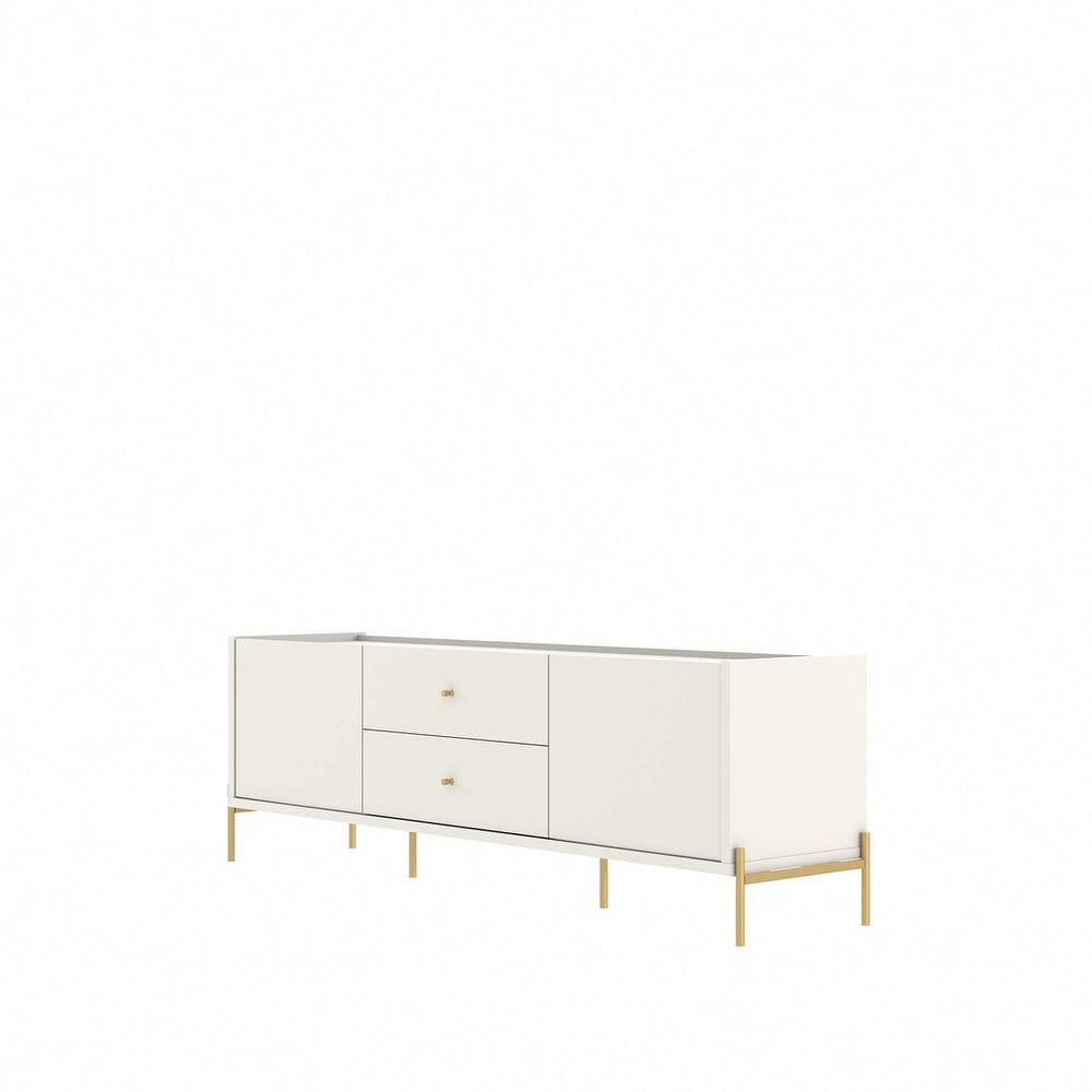 Manhattan Comfort Jasper 72.91 In. Gold Leg Media Cabinet Console