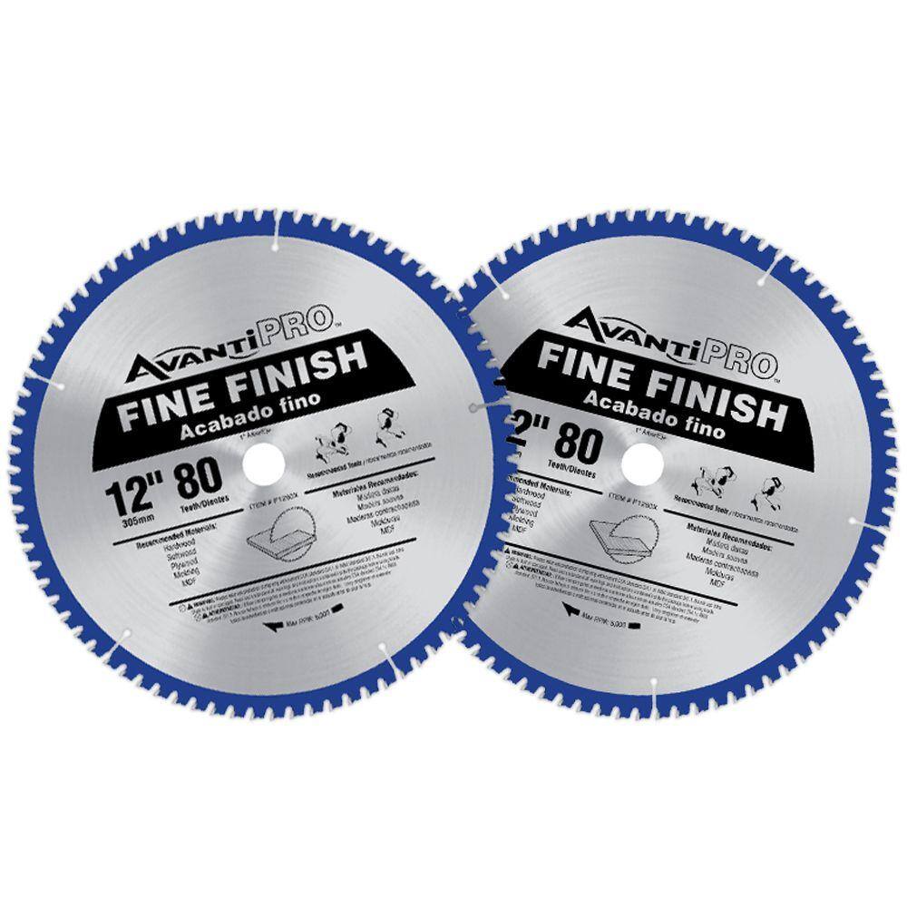 Avanti Pro 12 in. x 80-Tooth Fine Finish Circular Saw Blade (2-Pack) P128080PP