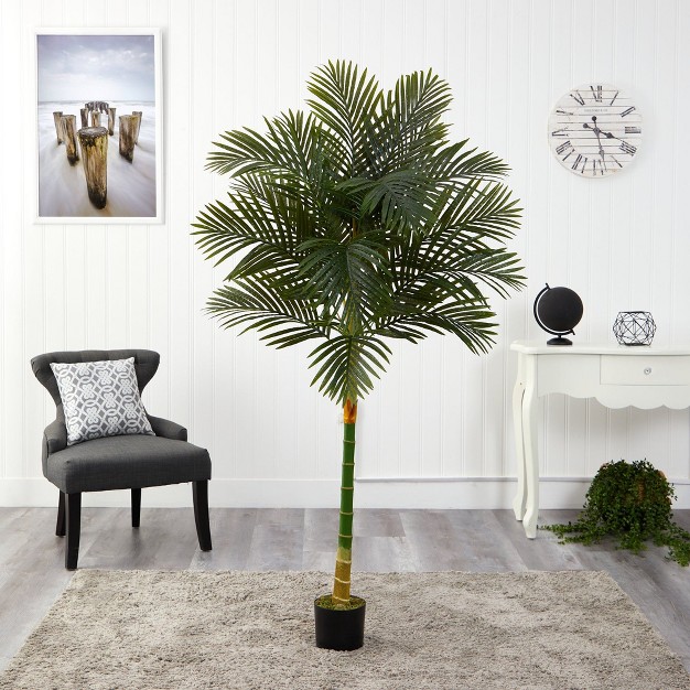 Nearly Natural 6-ft Single Stalk Golden Cane Artificial Palm Tree