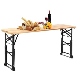 HONEY JOY Folding 41.5 in. Rectangle Wood Outdoor Picnic Table Portable Dining Table Height Adjustable TOPB005000