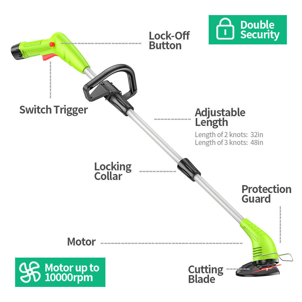 GardenJoy Weed Eater Electric 12V Grass Trimmer Mower Portable Electric Edger Lawn Grass New