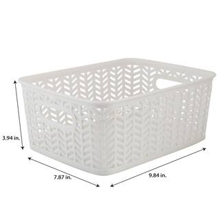 Simplify 4 in. H x 8 in. W x 10 in. D White Plastic Cube Storage Bin 25173-WHITE-ST