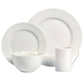 Tabletops Gallery 16-Piece Casual White Ceramic Dinnerware Set (Service for 4) TTU-U3680-EC