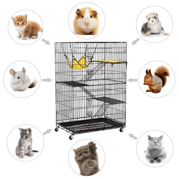 Topeakmart 4-Tier Playpen Cat Cage， Black， 48