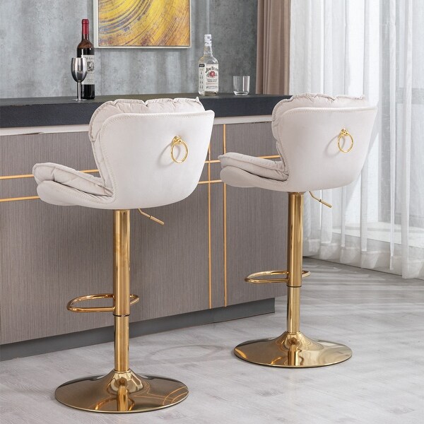 Velvet Counter Height Swivel Adjustable Bar Stools Set of 2