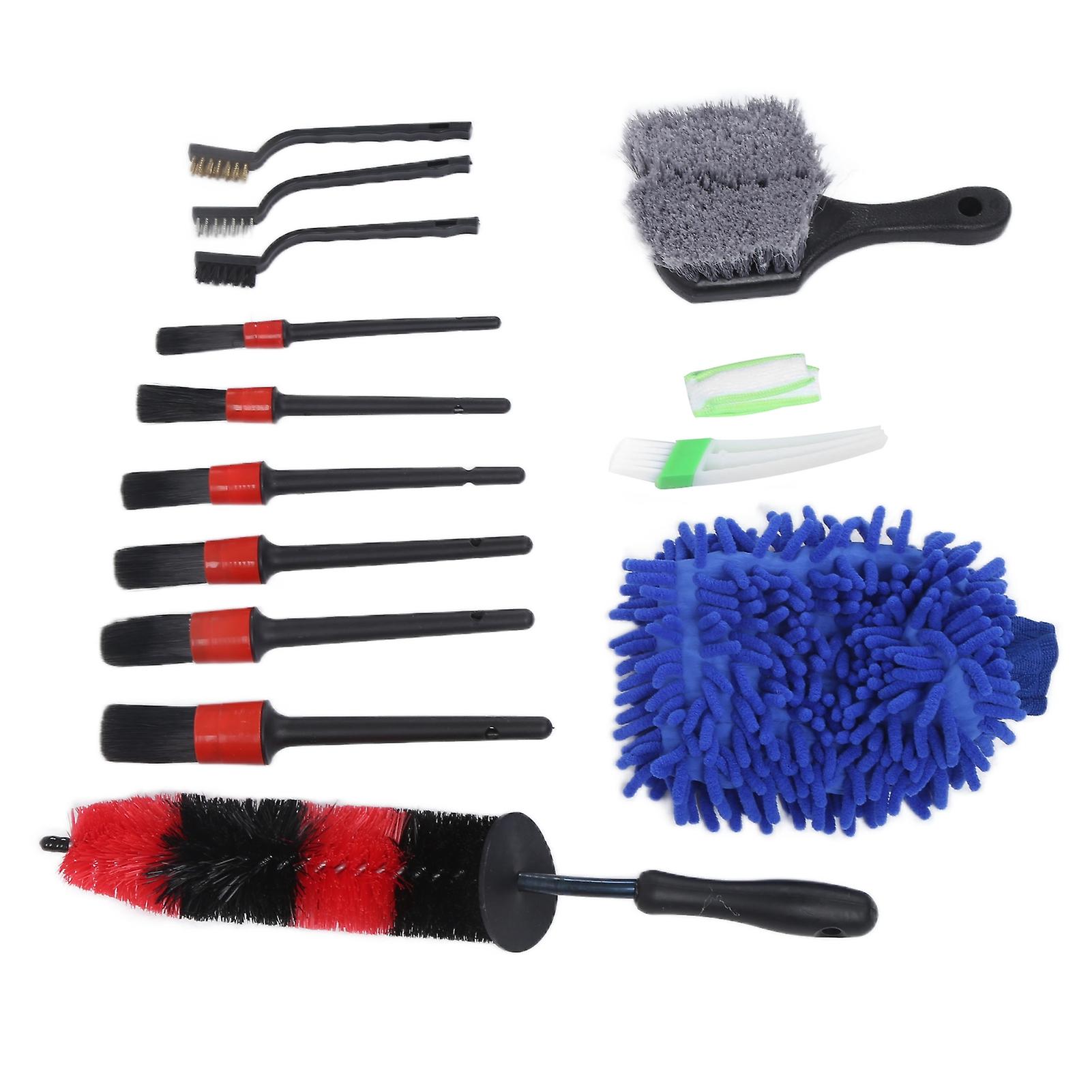 14pcs/set Car Cleaning Brush Set Universal For Truck Bicycle Wheel Engine Compartment Exhaust Pipe