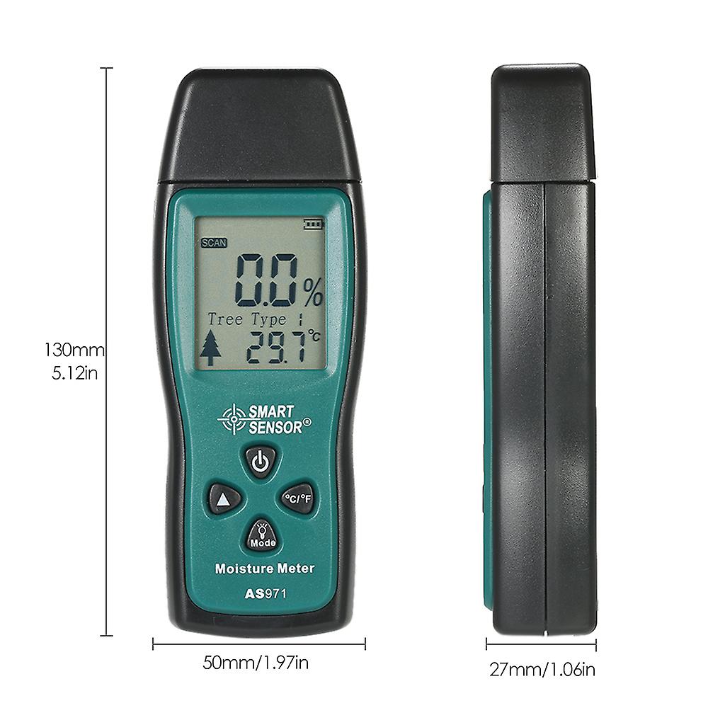 Smart Sensor Handheld Mini Wood Moisture Meter Digital Lcd Lumber Damp Meter Detector Tester 2 Pin Probe Range 2%70% No.315024