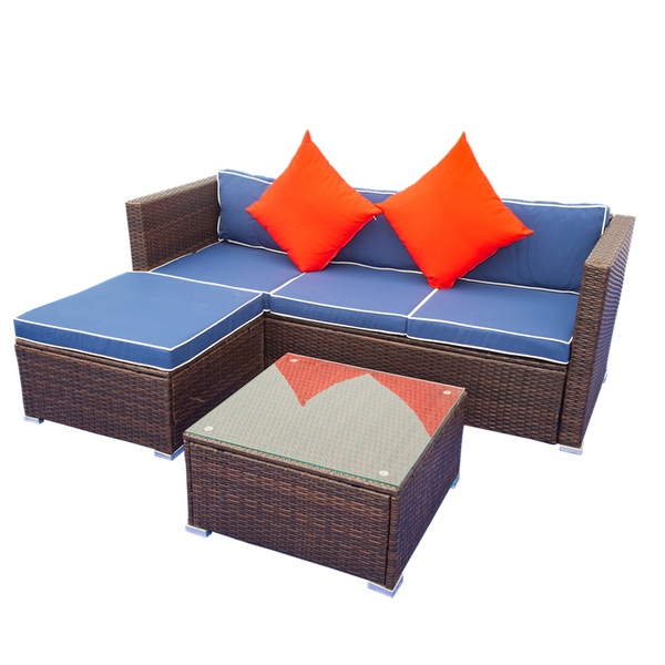 3 Piece Patio Sectional Wicker Rattan Outdoor Furniture Sofa Set - Overstock - 33809934