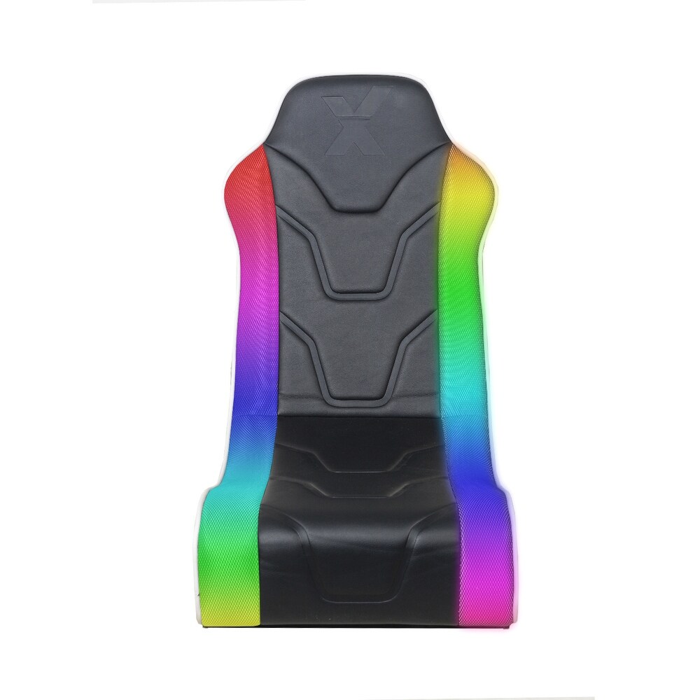 X Rocker 2.0 Chimera Wired Audio RGB LED Gaming Chair in Black with PU Leather and White Accents  2.0 Wired Audio