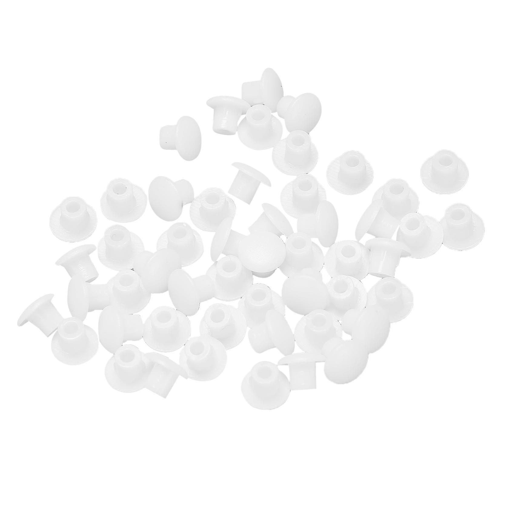 Plastic Round Cover Screw Cap Lid White 50pcs For 5mm Dia Hole