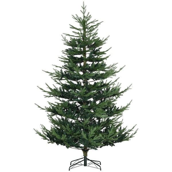 7.5 Foot Artificial Christmas Tree，Pine Hinged Xmas Tree with 1218 Realistic Branches，Steel Base，Auto Open，Green