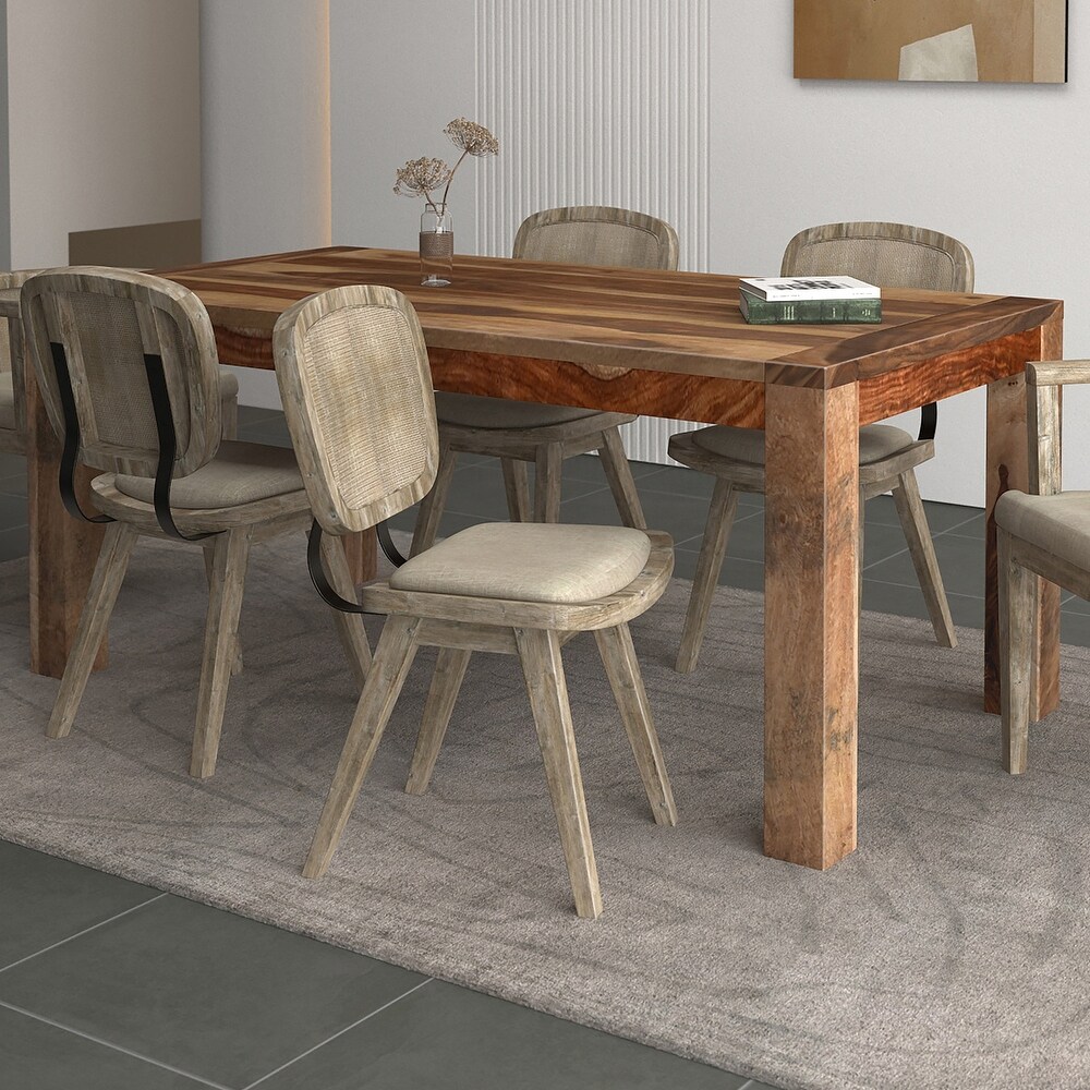 Rustic Modern Solid Wood Rectangular Dining Table in Dark Sheesham