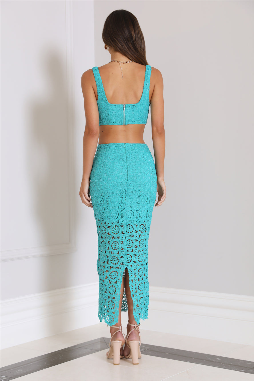 Pretty Shadows Maxi Skirt Teal