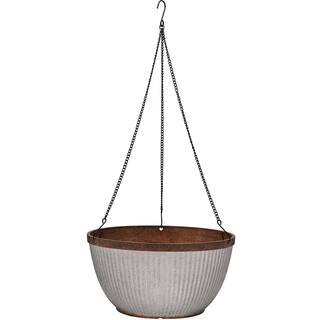 Southern Patio Westlake Medium 12.5 in. 9 qt. Silver with Bronze Trim High-Density Resin Hanging Basket Outdoor Planter HDR-054801