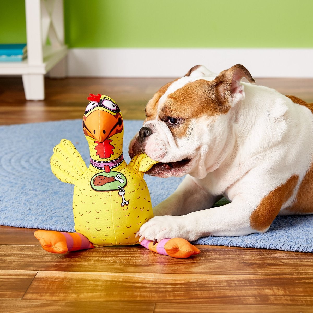 Fat Cat Floppability Barnyard Bullies Squeaky Dog Toy， Suspicious Chicken