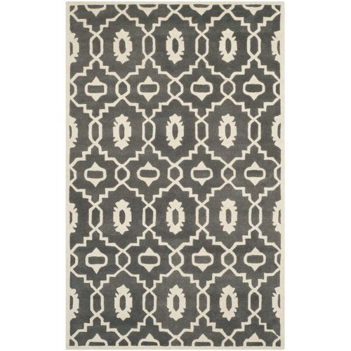 SAFAVIEH Chatham CHT745D Handmade Dark Grey / Ivory Rug