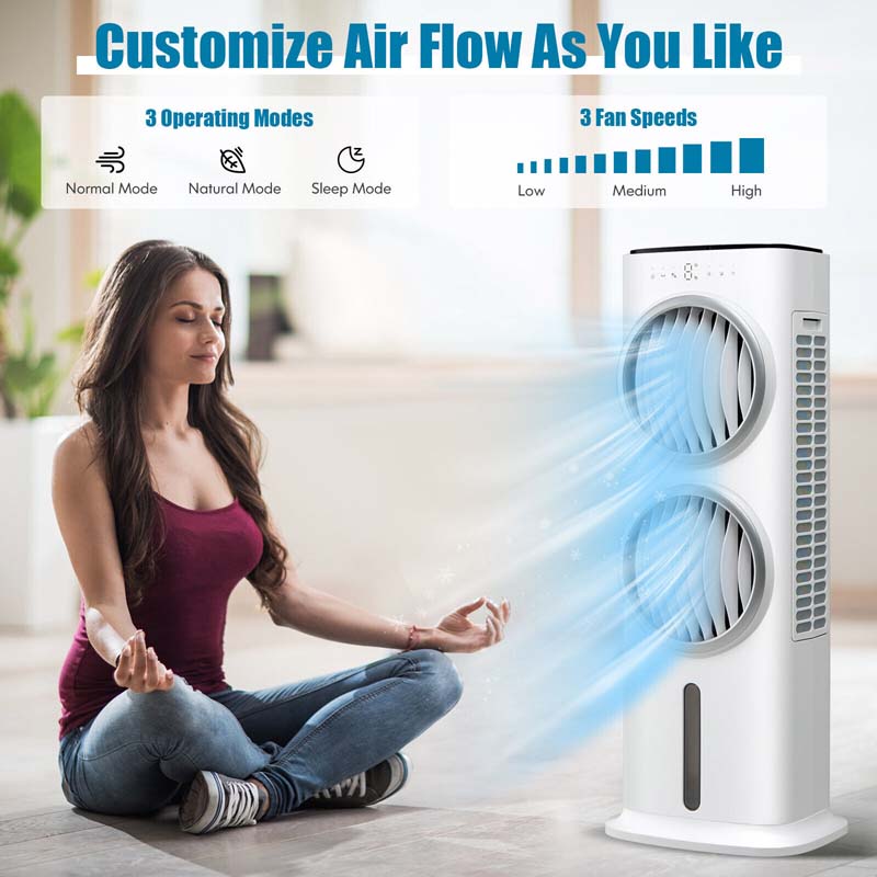 3-in-1 Evaporative Air Cooler Fan, Portable Quiet Swamp Cooler with 5 Speeds, 9H Timer, 2.4 Gal Water Tank