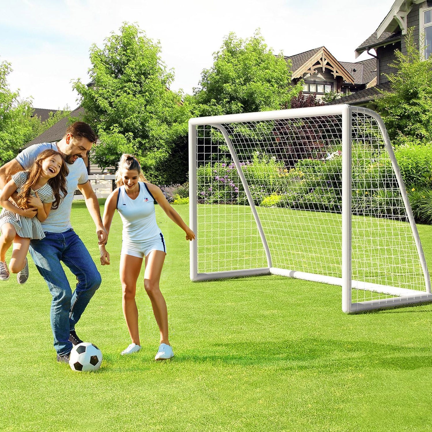 10x6.5FT Backyard Soccer Goal Set, Youth Soccer Goal with Rainproof UPVC Frame for Kids and Adults