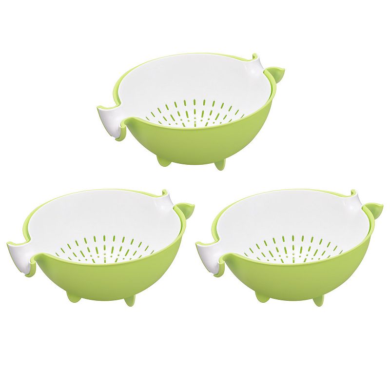 Kitchen Strainer Colander 3PCS， Plastic Food Strainer Washing Basket