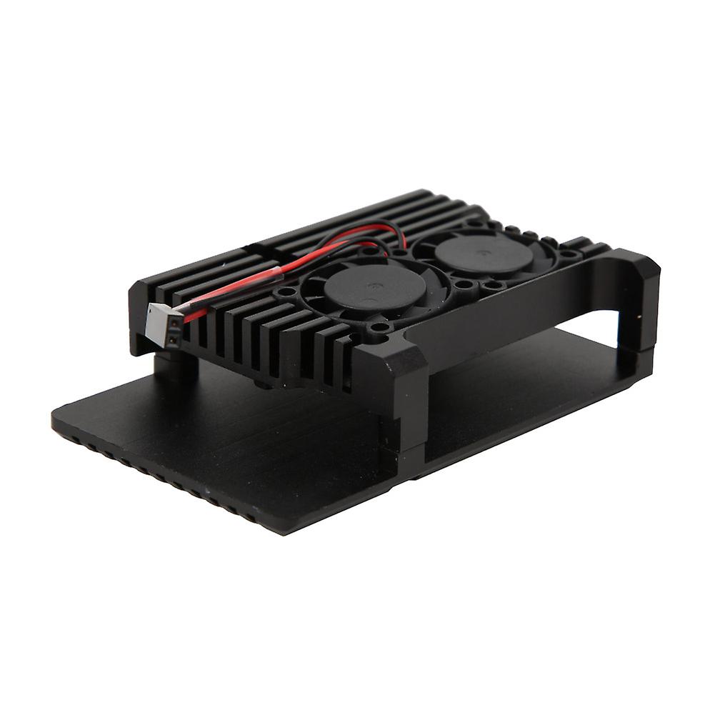 Black Aluminum Alloy Enclosure Double Fan Design Fit For Raspberry Pi 4 Model B / B +