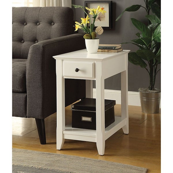 Wooden Side Table with 1 Drawers and Open Storage